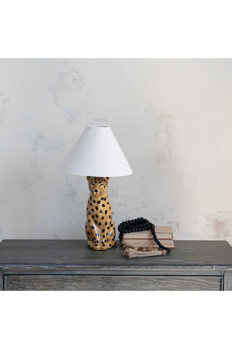 Cheetah Table Lamp with Shade and Inline Switch, Alternate, color, Yellow