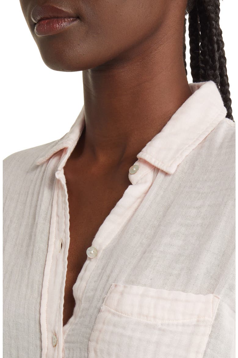 Ellis Cotton Gauze Button-Up Shirt, Alternate, color, PETAL