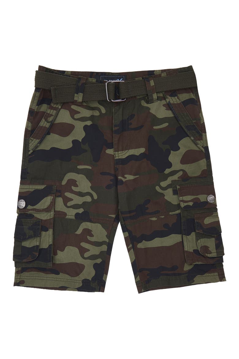 Kids' Belted Cotton Twill Cargo Shorts, Main, color, OLIVE CAMO