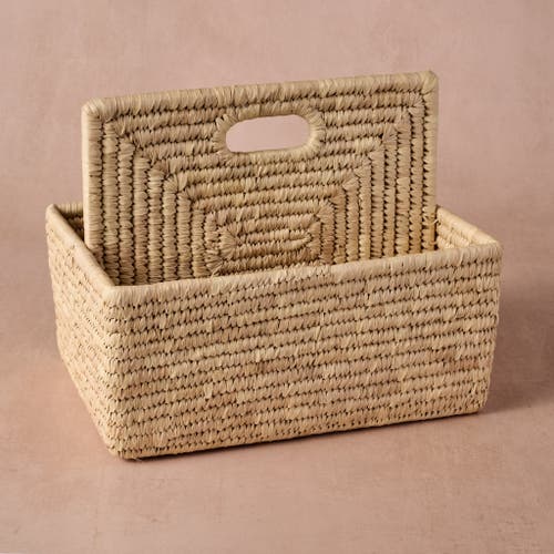 Ten Thousand Villages Pleta Woven Date Palm Leaf Utensil Caddy In Brown