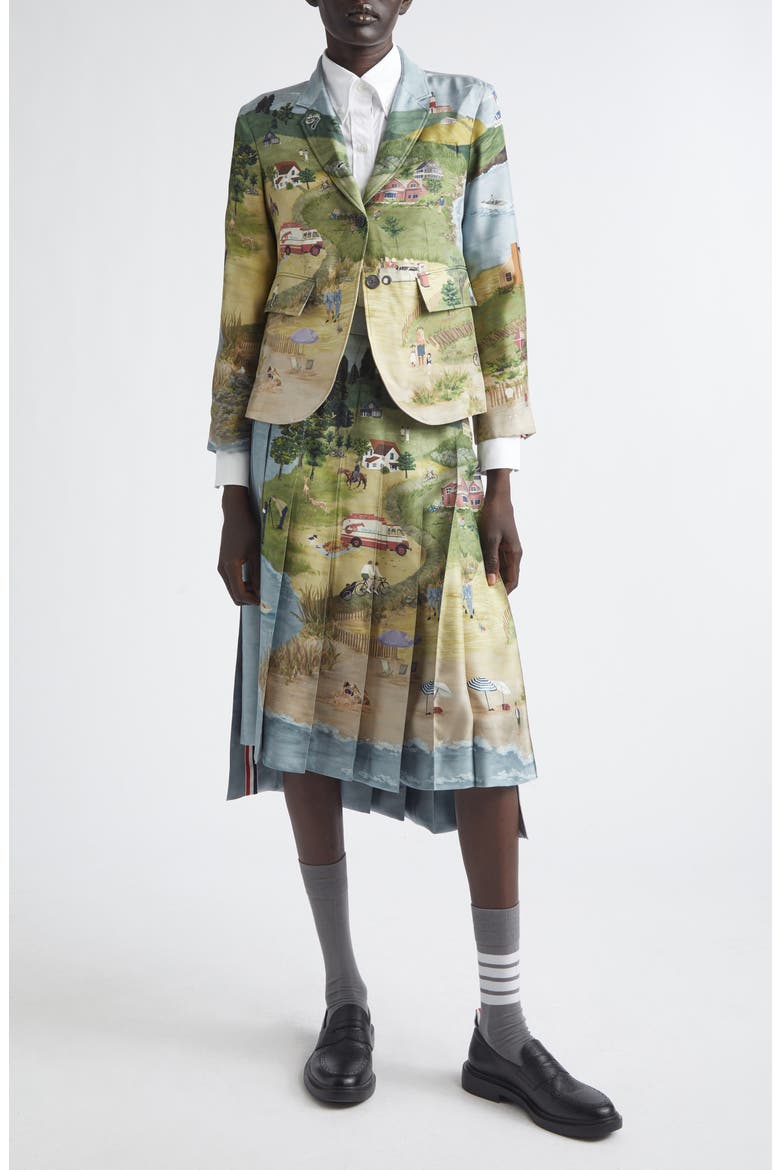 Country Scene Print Silk Sport Coat, Alternate, color, SEASONAL MULTI