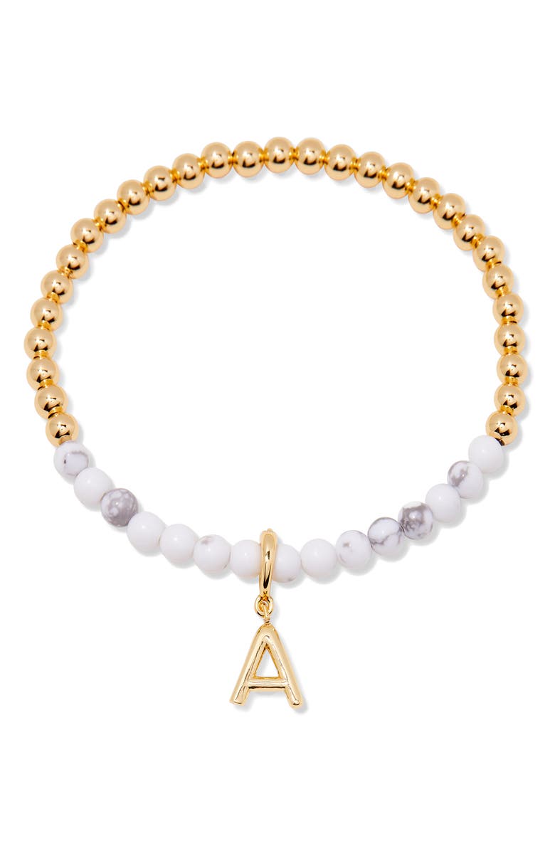Brook and York Bennett Initial Howlite Beaded Bracelet, Main, color,
