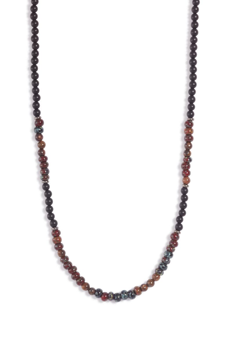 Stone Bead Necklace, Main, color, MATTE BLACK ONYX