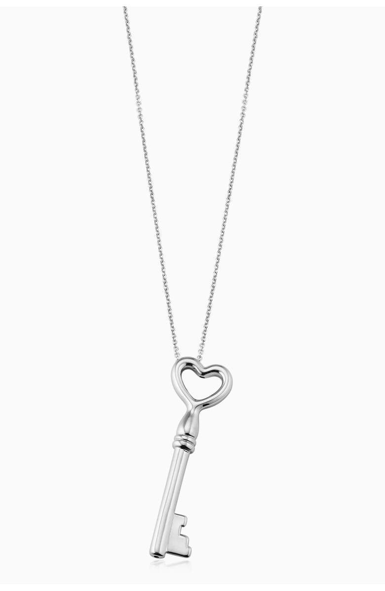 Oradina Key To My Heart Pendant Necklace in Sterling Silver, Main, color, Silver