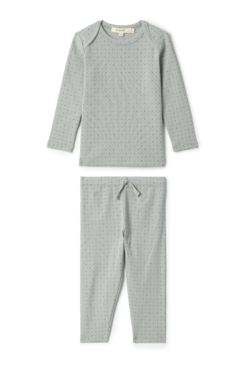 Fragile Boy 2 Piece Ribbed Square Print Top and Pants Set, Main, color, Seafoam