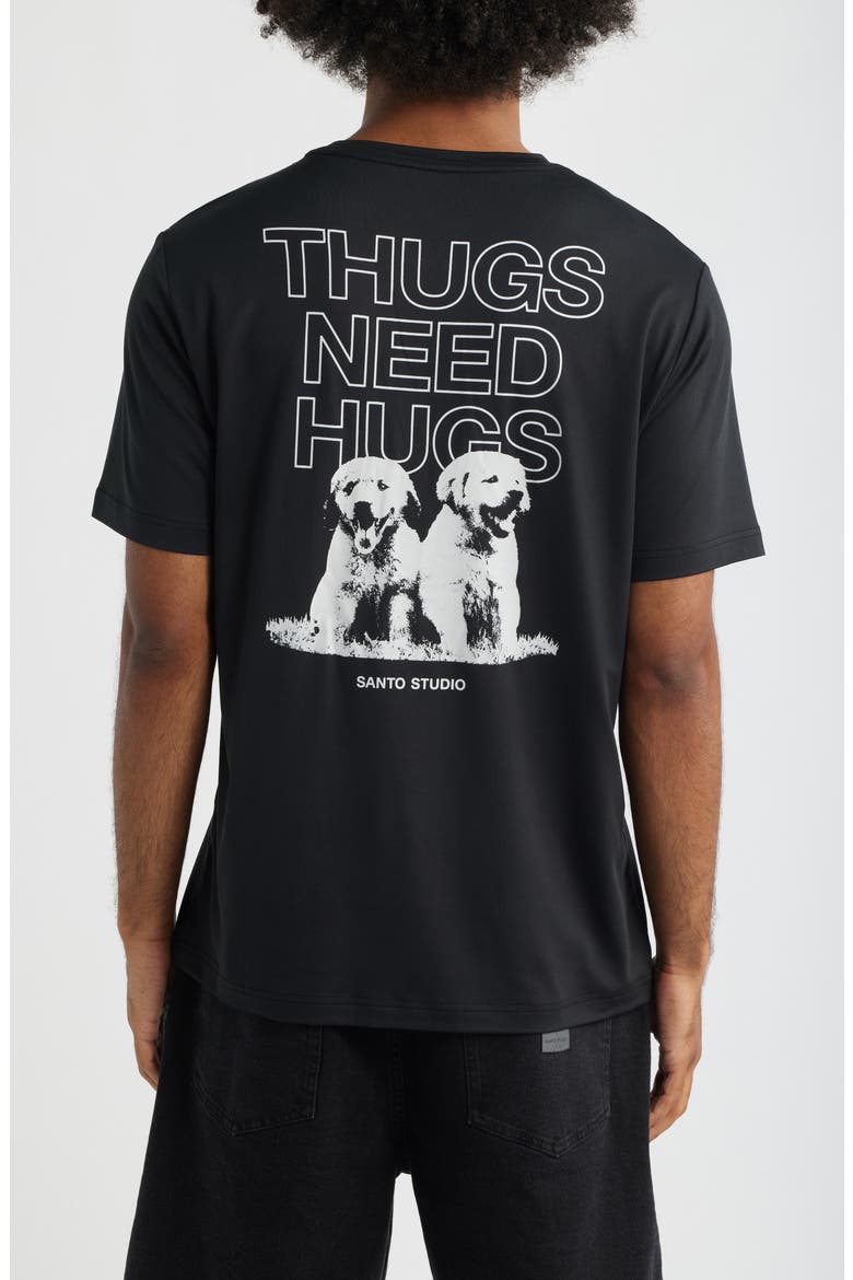 Thugs Need Hugs Graphic Tech T-Shirt, Alternate, color, BLACK