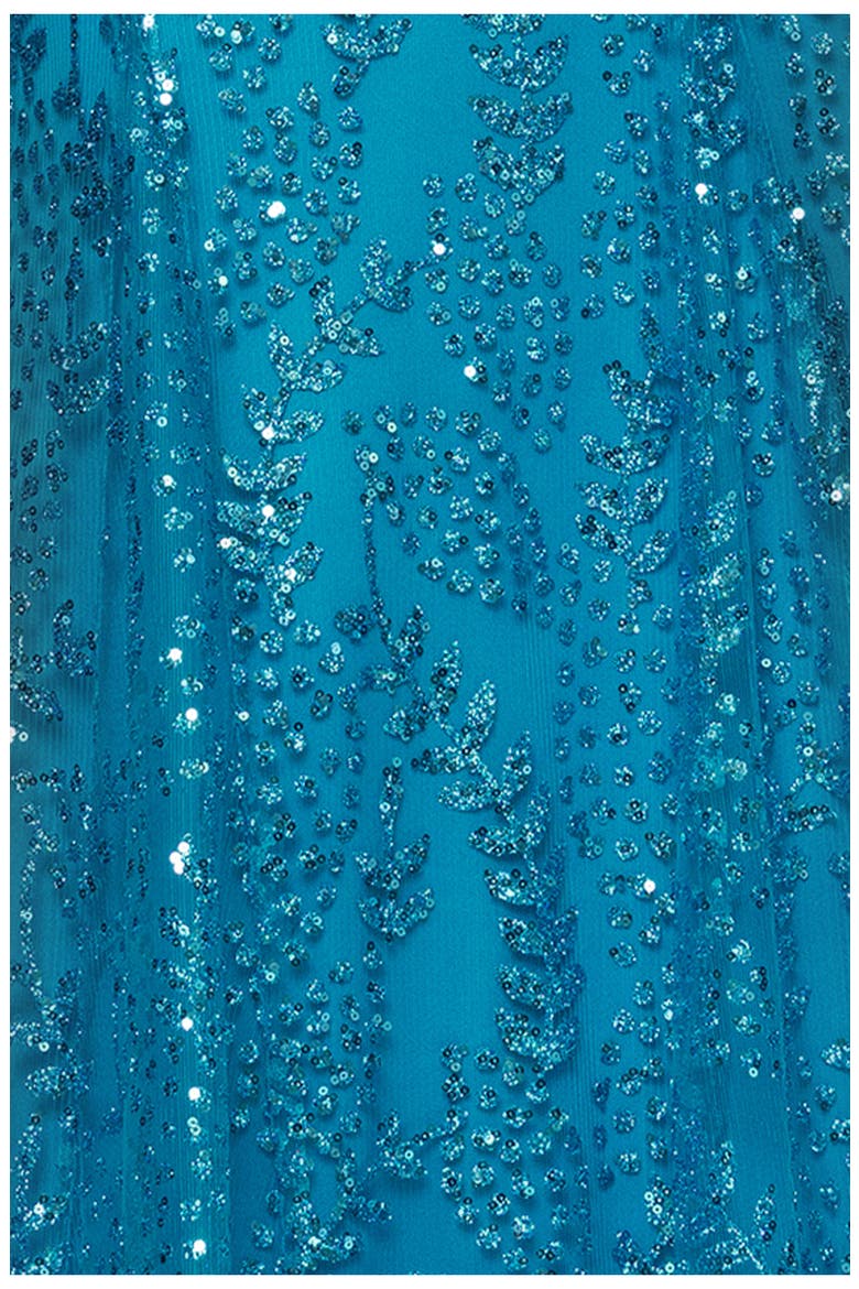 V-Neck Sequin Gown, Alternate, color, AQUA