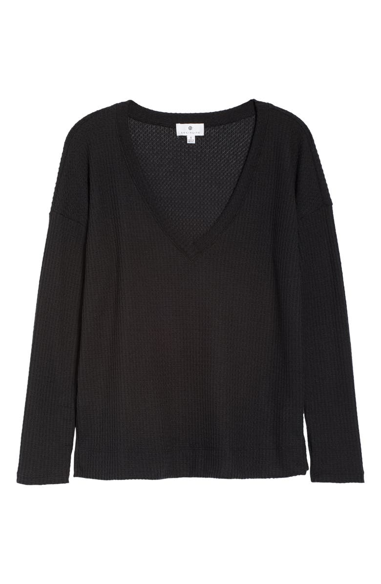 Socialite Waffle V-Neck Top, Alternate, color, 