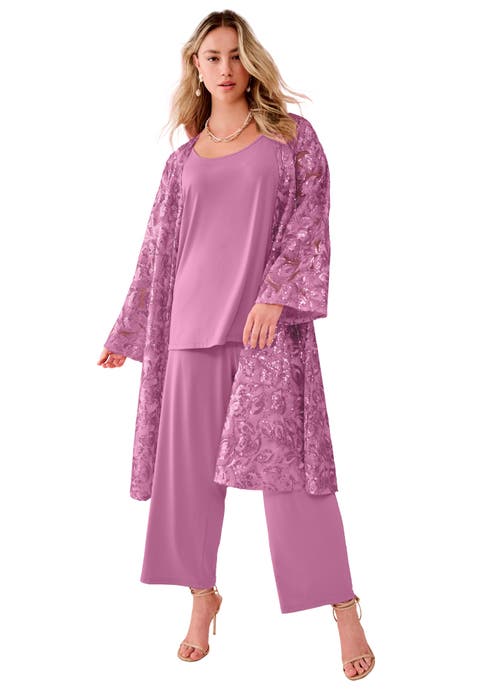 Sequin Lace Duster Pantset