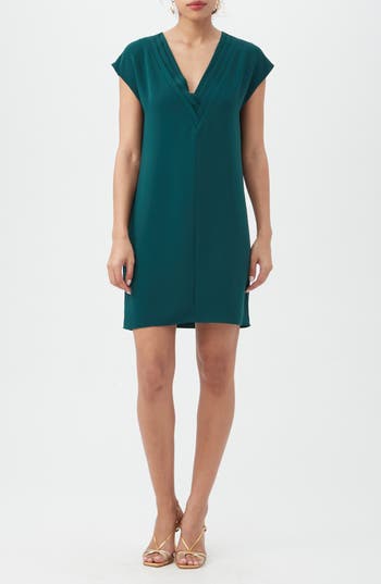Trina Turk Zula Pleated Shift Dress In Blue