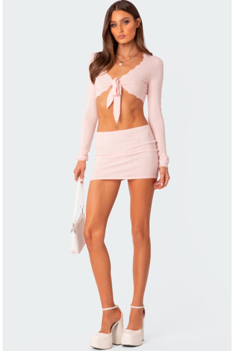 Pointelle Low Rise Miniskirt, Alternate, color, LIGHT-PINK