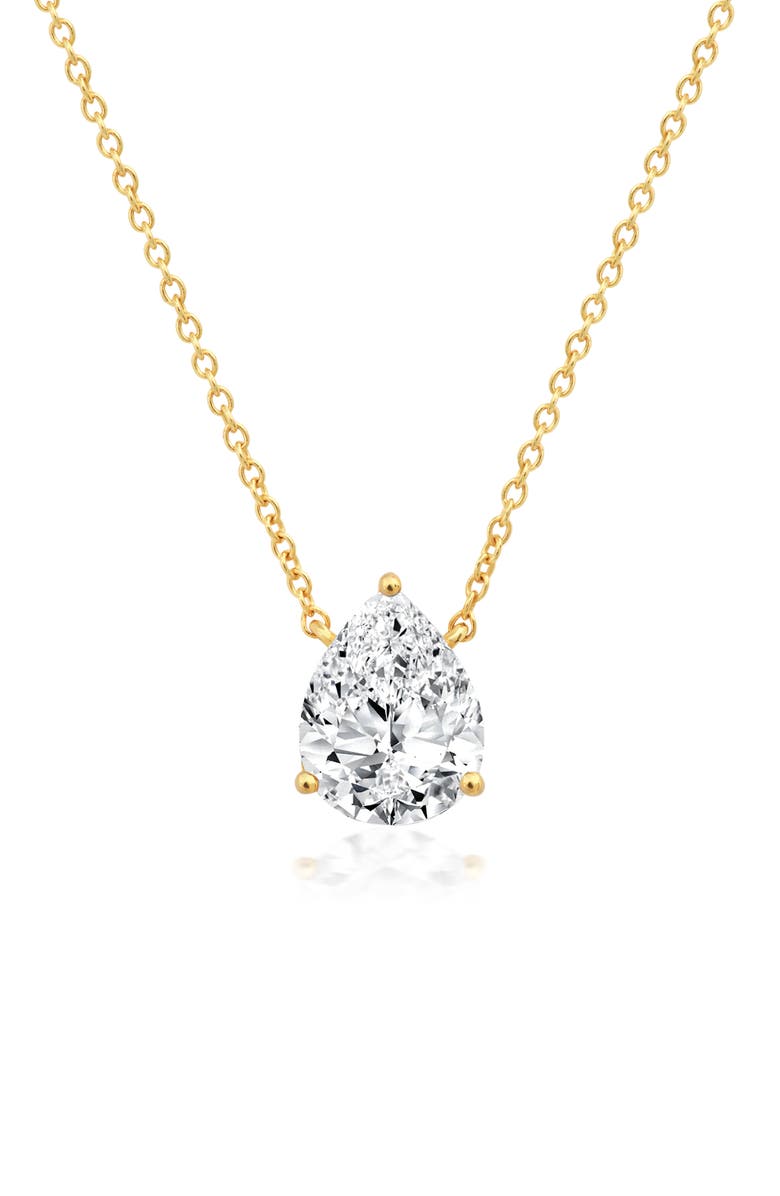 Crislu Solitaire Pear Pendant Necklace, Main, color,