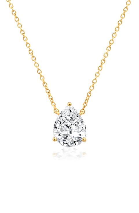 Solitaire Pear Pendant Necklace