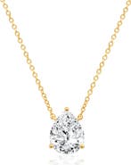 Crislu Solitaire Pear Pendant Necklace