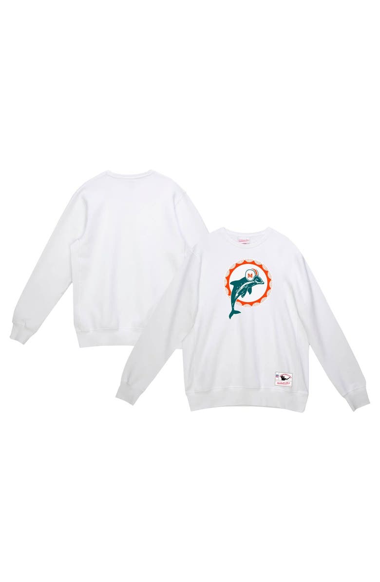 Mitchell & Ness Men's Mitchell & Ness White Miami Dolphins Basic Fleece Pullover Sweatshirt, Alternate, color, White