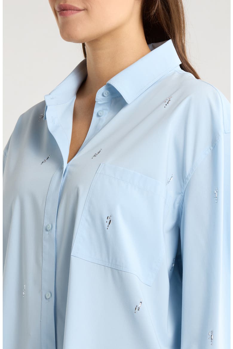Skye Crystal Embellished Button-Up Shirt, Alternate, color, BLUE BELLE