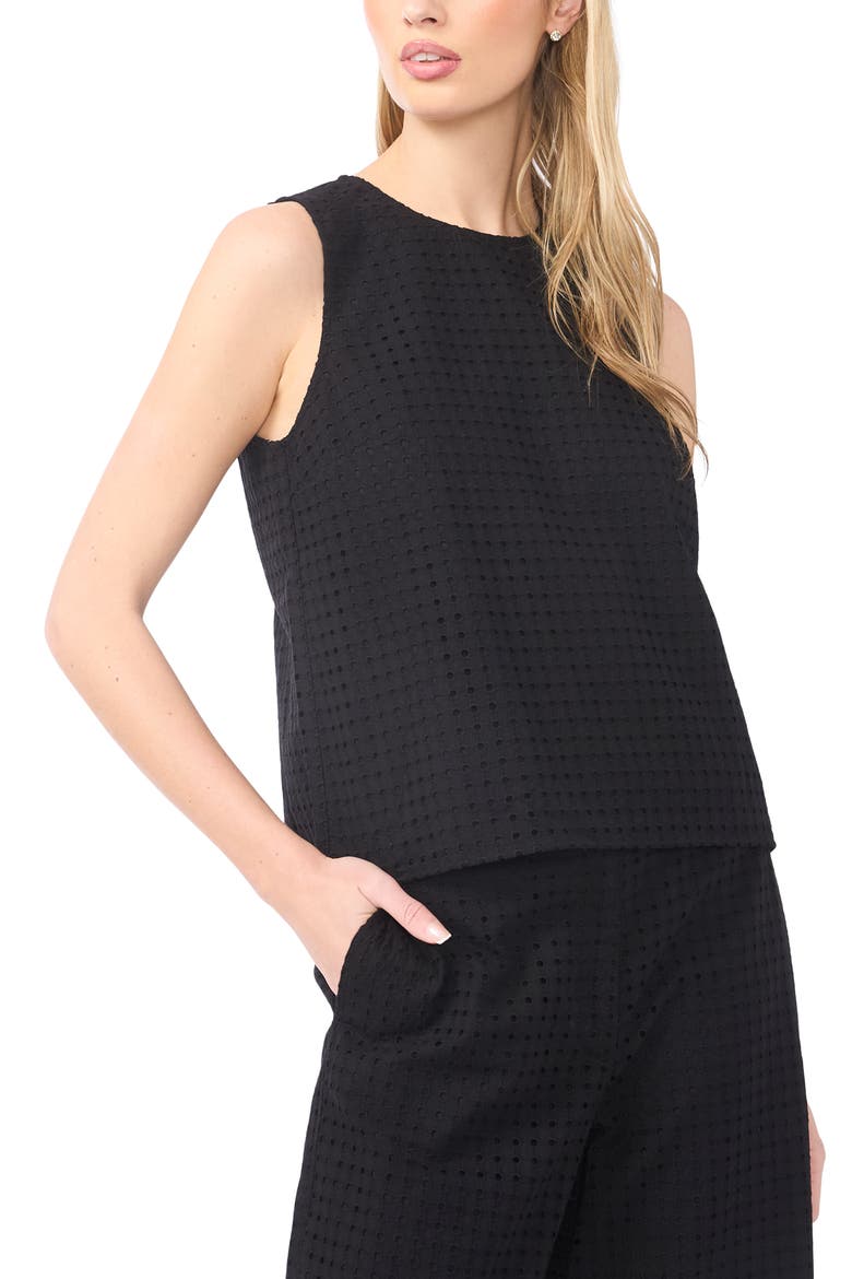 Eyelet Embroidery Shell, Main, color, RICH BLACK 060