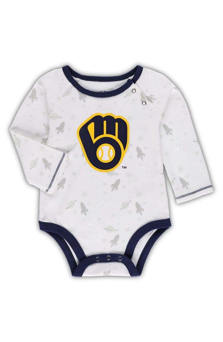 Outerstuff Newborn & Infant Navy/White Milwaukee Brewers Dream Team Bodysuit Hat & Footed Pants Set, Alternate, color, Navy