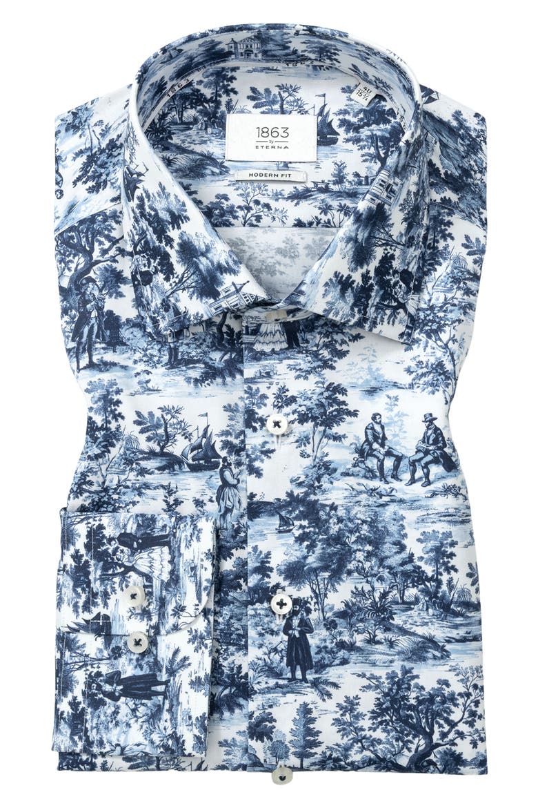 Modern Fit Toile Non-Iron Cotton Dress Shirt, Alternate, color, BLUE GREY