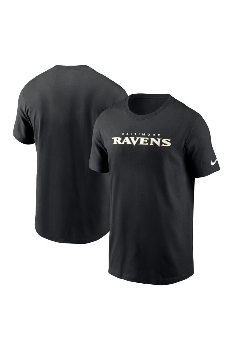 Men's Nike Black Baltimore Ravens Primetime Wordmark Essential T-Shirt, Main, color, Black