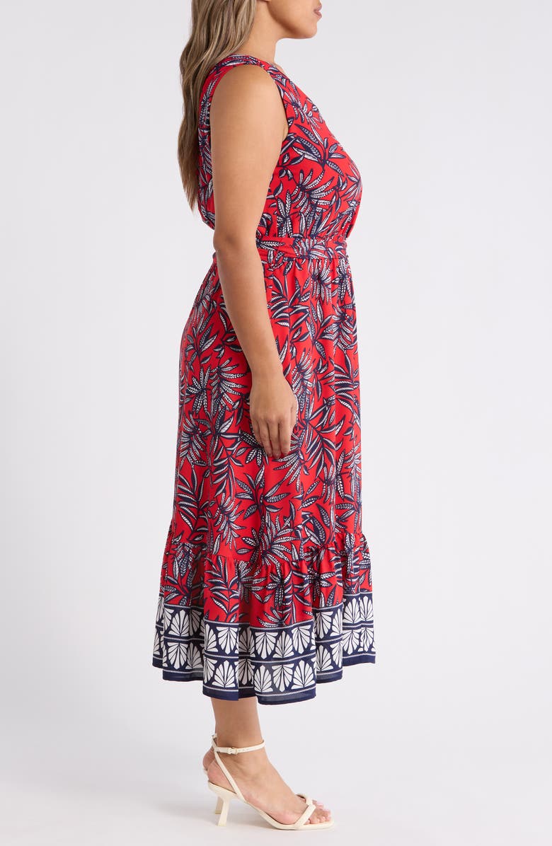 Jones New York Leaf Print Sleeveless Maxi Dress, Alternate, color, Rogue Multi
