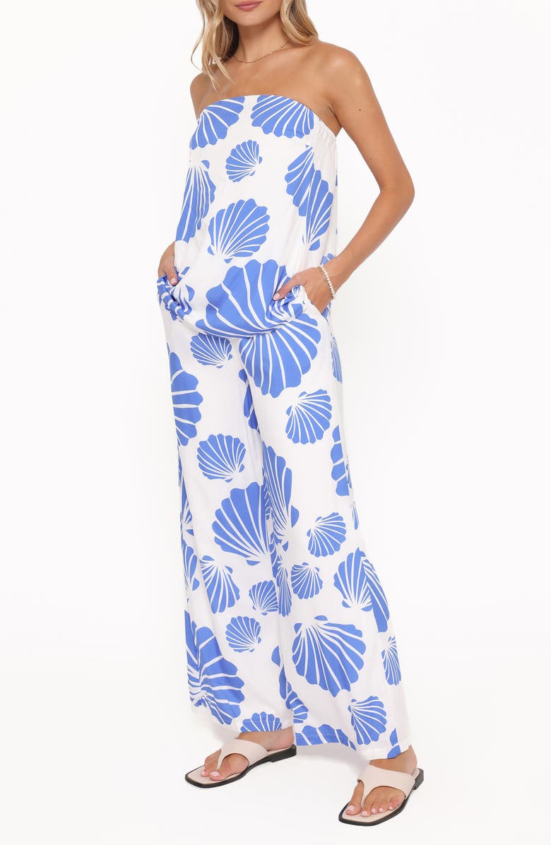 Petal & Pup Kristy Strapless Top & Wide Leg Pants Set, Alternate, color, Blue Shell