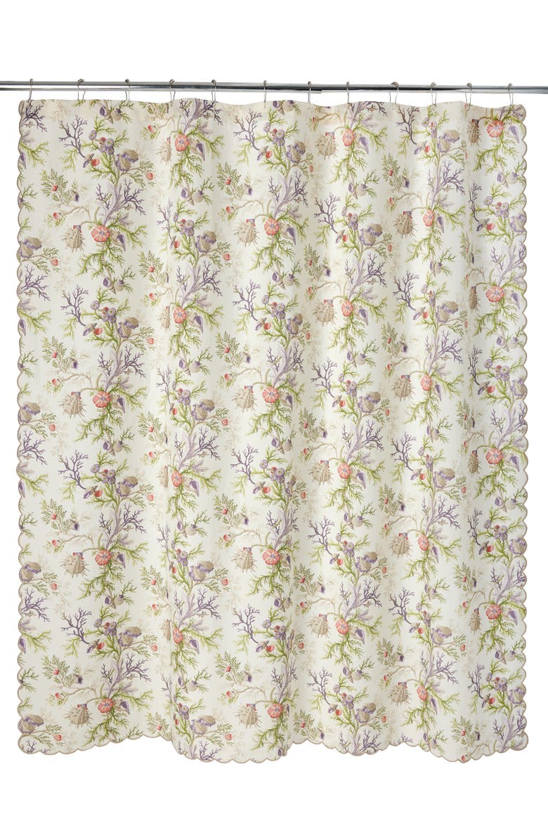 Matouk Del Tersoro Linen Shower Curtain, Main, color, Sea Orchid