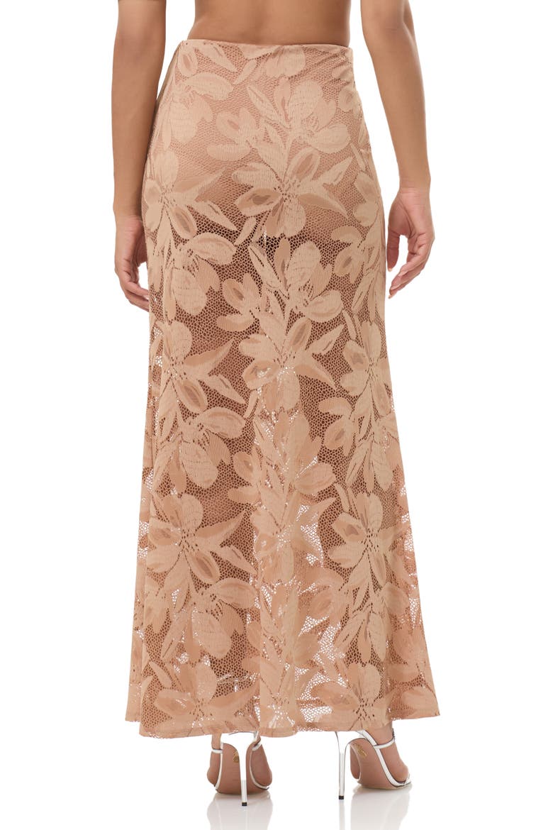 Tilly Sheer Floral Lace Maxi Skirt, Alternate, color, ALMOND