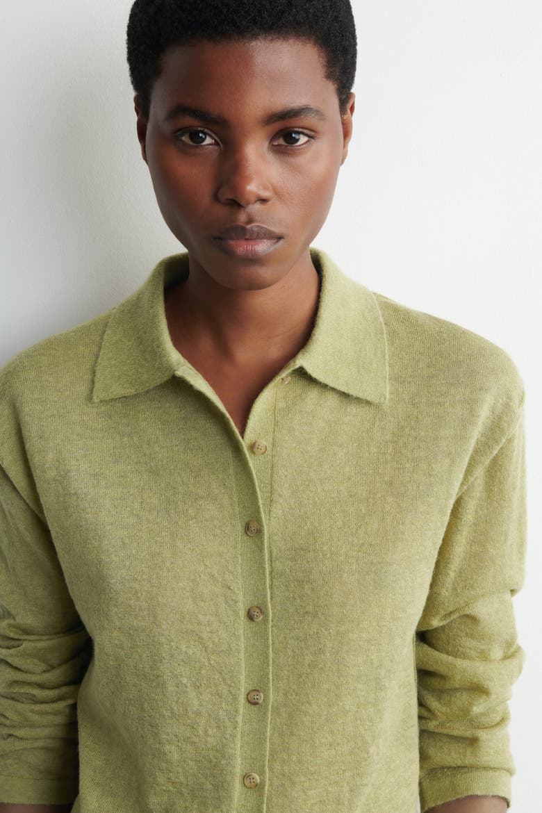 Knitted Mohair-Blend Shirt, Alternate, color, GREEN
