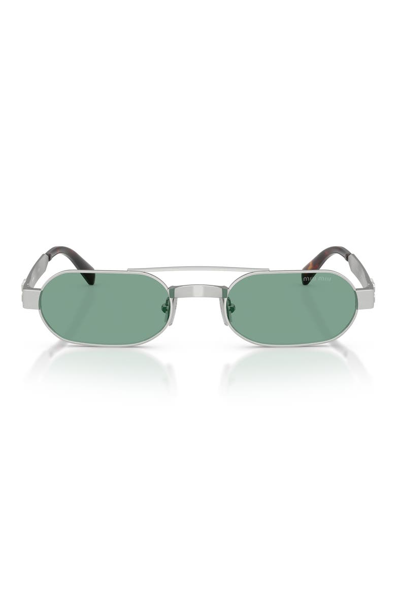 52mm Oval Sunglasses, Main, color, ANCIENT SILVER / BLUISH GRAY