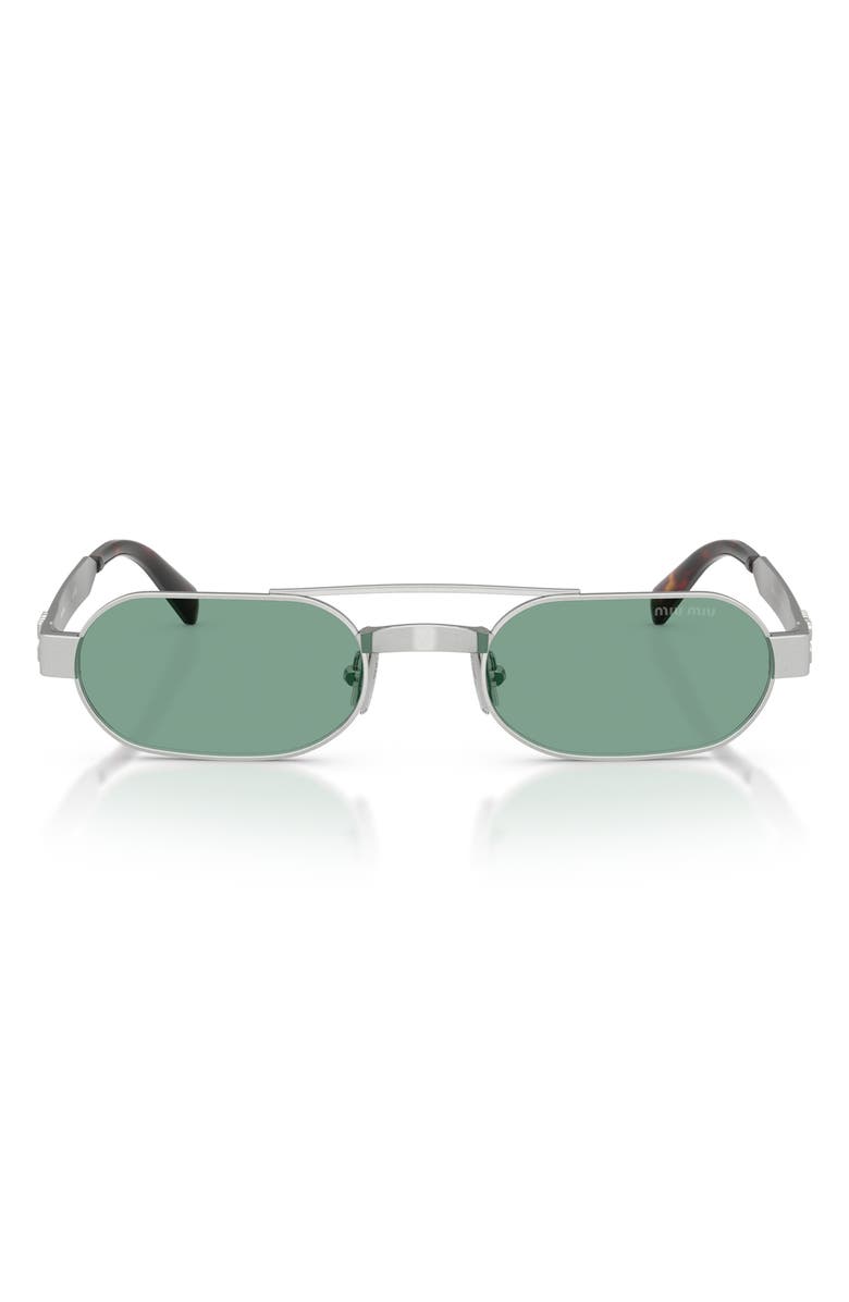 Miu Miu 52mm Oval Sunglasses, Main, color, Ancient Silver / Bluish Gray