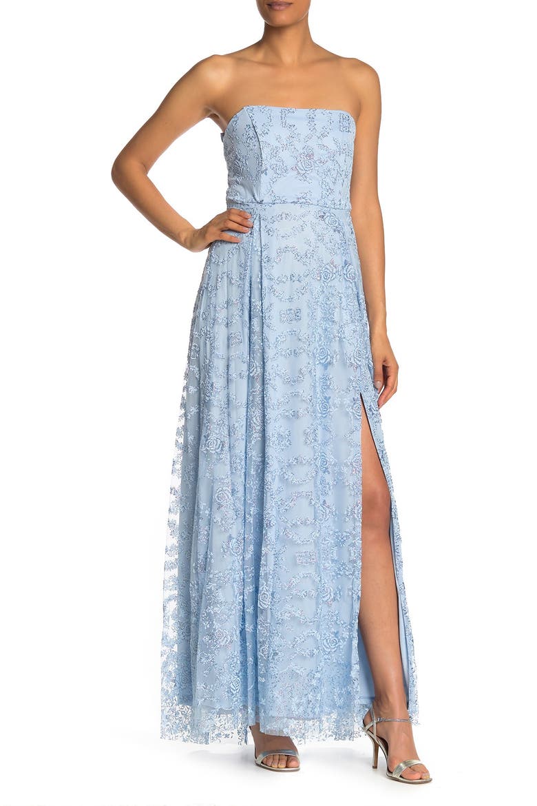 STRAPLESS CAVIAR BEADED LACE U, Main, color, LITE BLUE