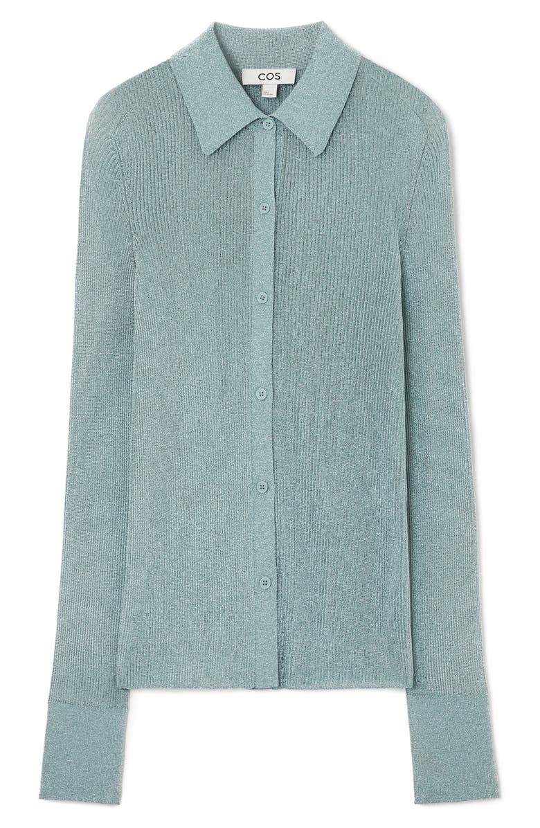 COS Metallic Rib Cardigan, Alternate, color, 