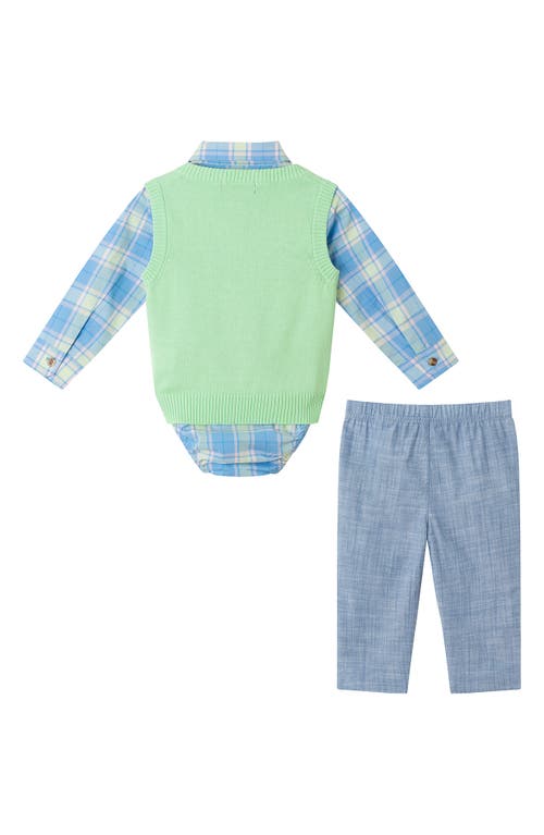 Andy & Evan Vest, Button-up Bodysuit, Pants & Bow Tie Set In Light Green