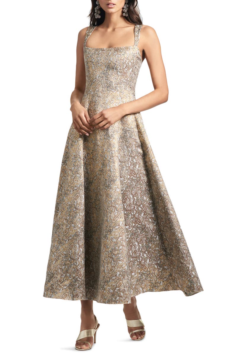Sachin & Babi Audrey Metallic Floral Embroidery Gown, Main, color, 
