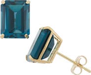 FZN 10K Gold Solitaire Stone Stud Earrings