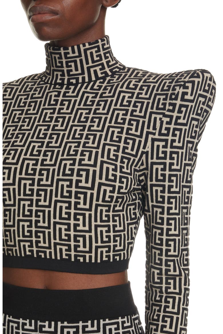 Monogram Jacquard Crop Top, Alternate, color, IVOIRE / NOIR