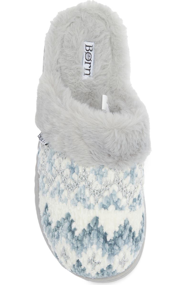 Børn Fair Isle Chenille Scuff Slipper, Alternate, color, Blue