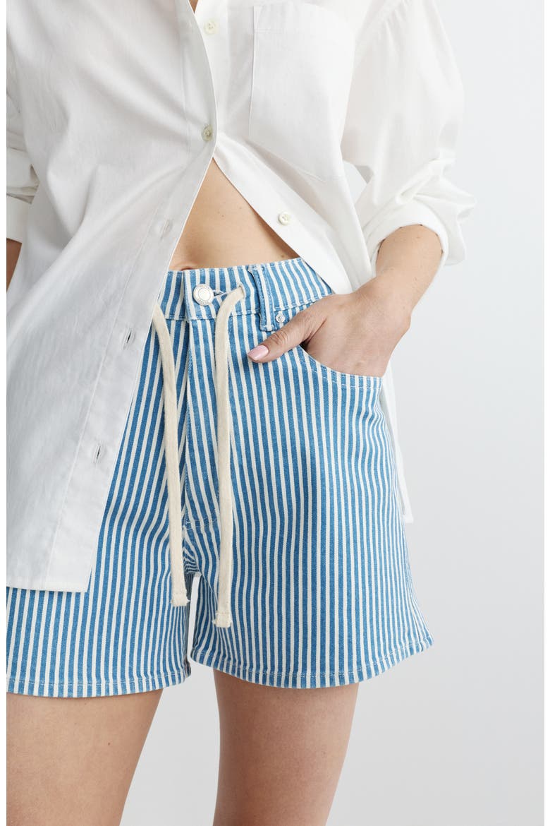 Taylor Drawstring High Waist Relaxed Denim Shorts, Alternate, color, NEW STRIPE