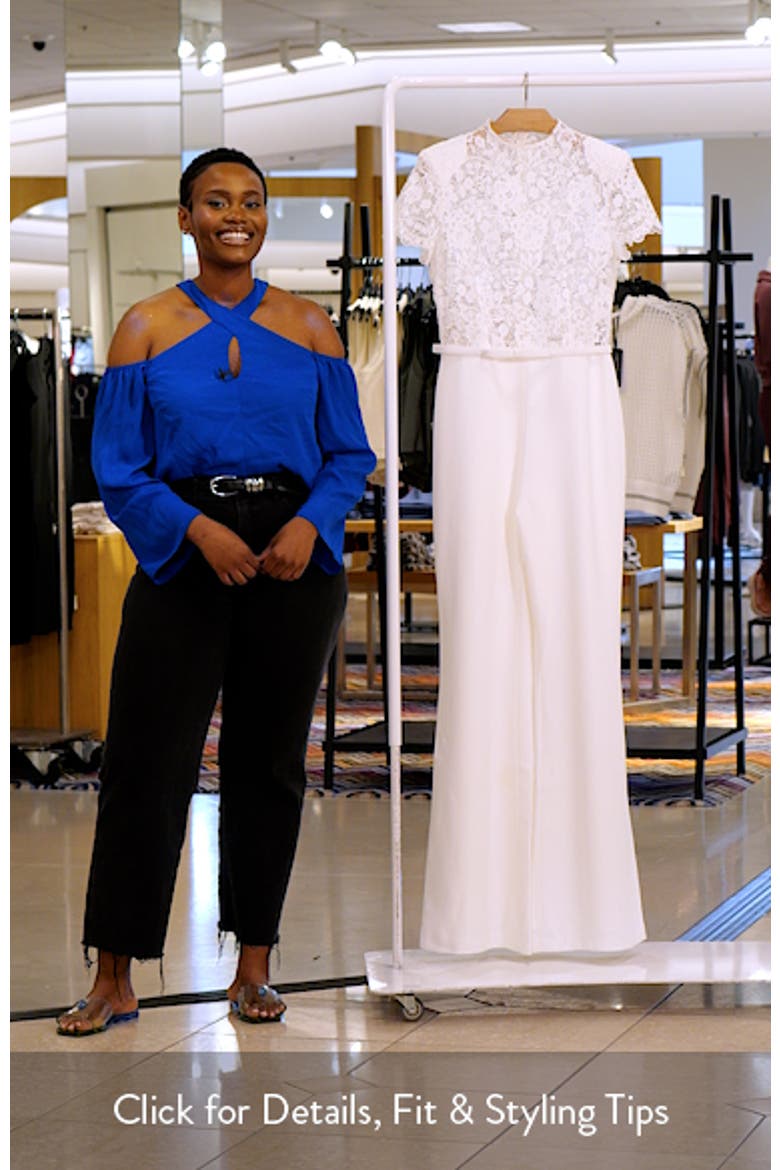 Harriet Flare Leg Lace & Crepe Jumpsuit video