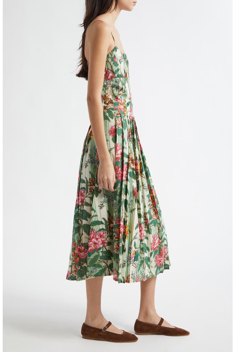 Tully Floral Pleated Cotton Midi Sundress, Alternate, color, GARDEN STRIPE
