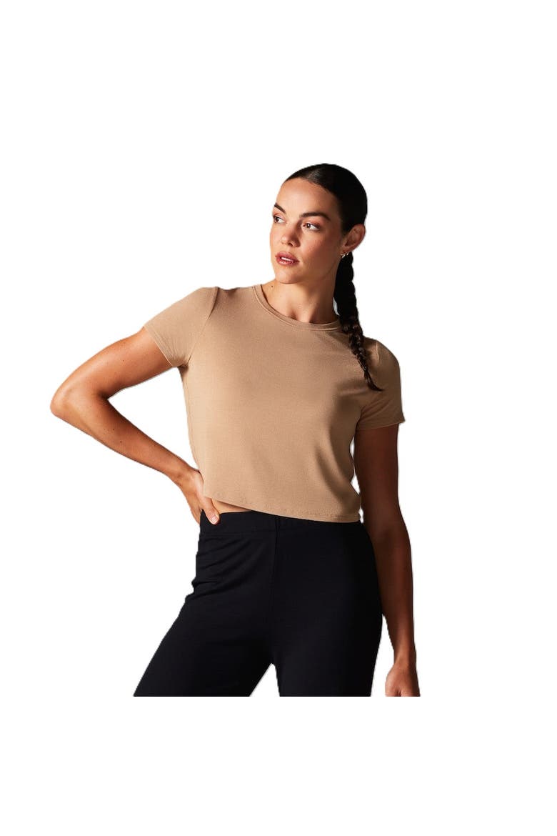 Ribbed Tee, Main, color, CAMEL