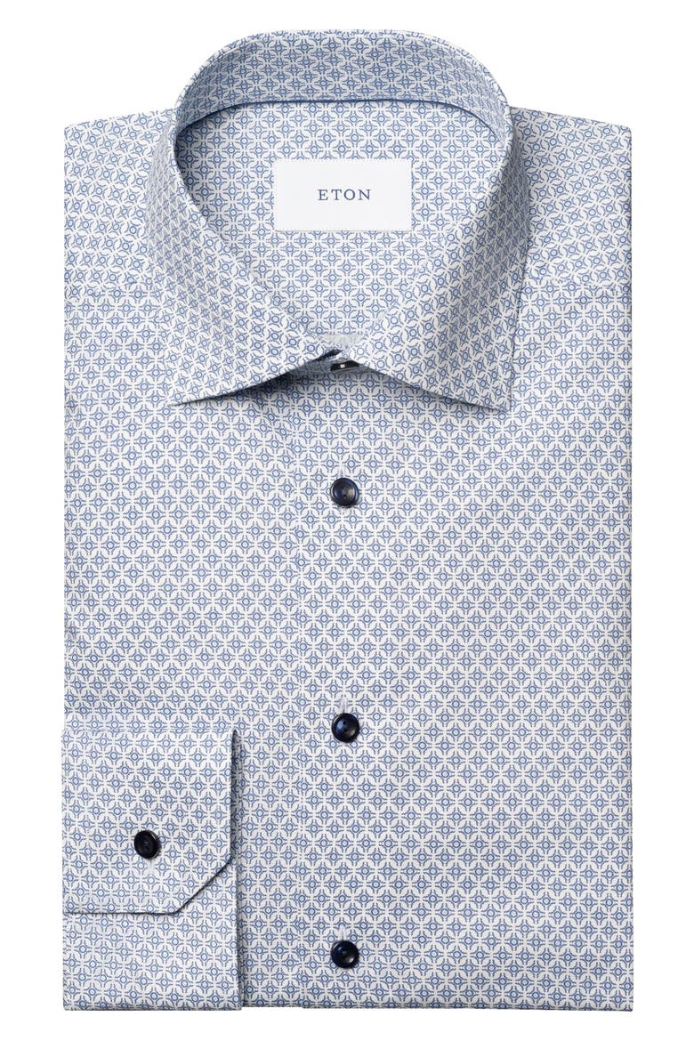 Contemporary Fit Geometric Print Cotton Dress Shirt, Alternate, color, LIGHT BLUE
