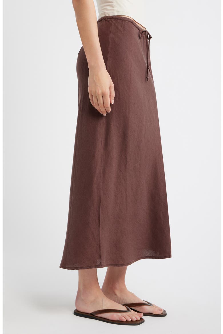 Avery Linen Blend Midi Skirt, Alternate, color, CHOCOLATE
