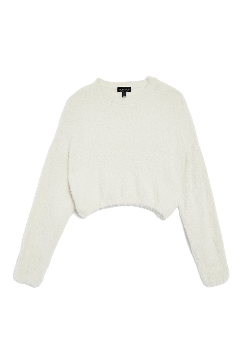 Fluffy Crop Sweater, Alternate, color, IVORY
