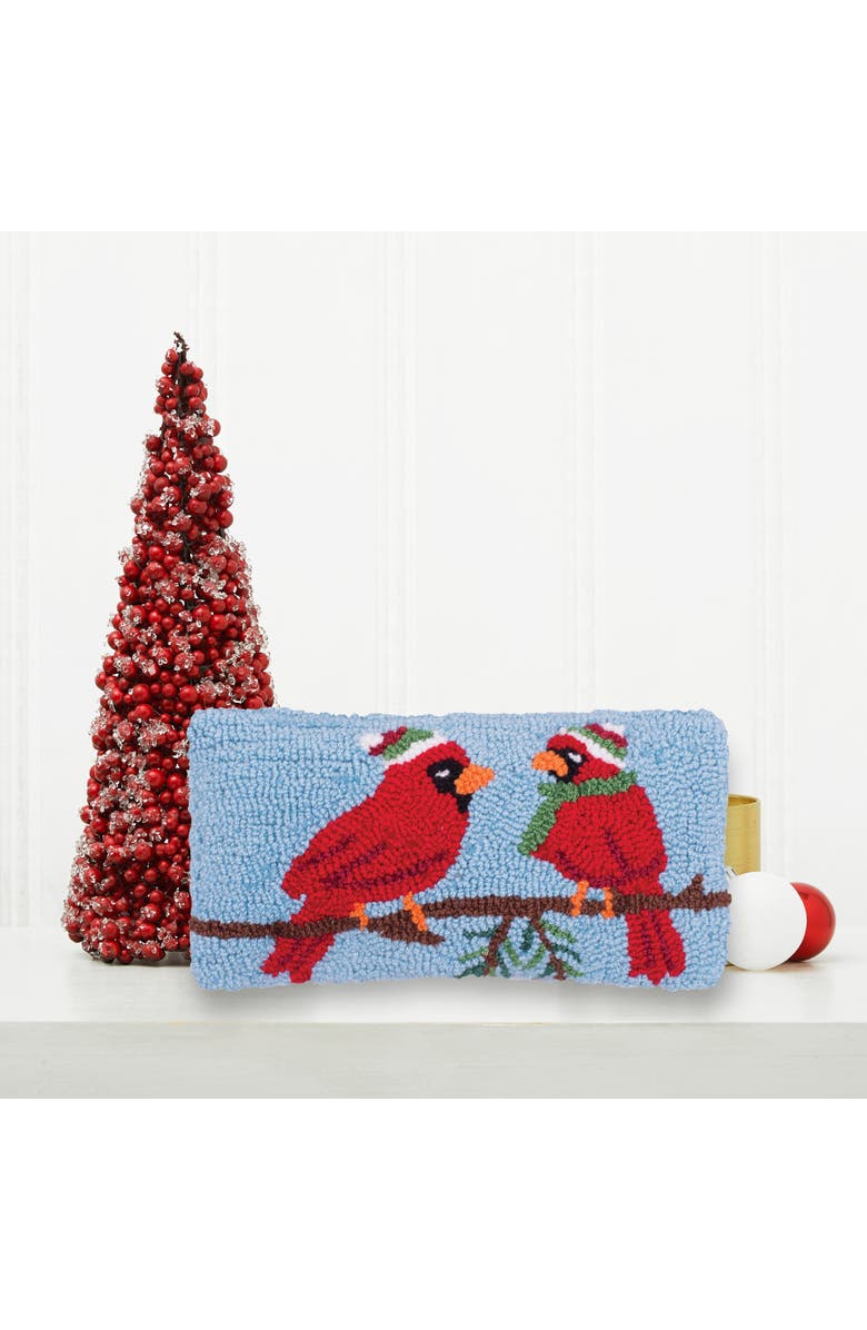 C&F Home Winter Cardinal Hooked Small/Petite Christmas Holiday Accent Pillow, 6" x 12", Alternate, color, Blue