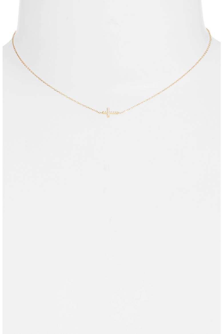 Love Letter Pavé Diamond Cross Pendant Necklace, Alternate, color, GOLD / DIAMOND/ 17 IN