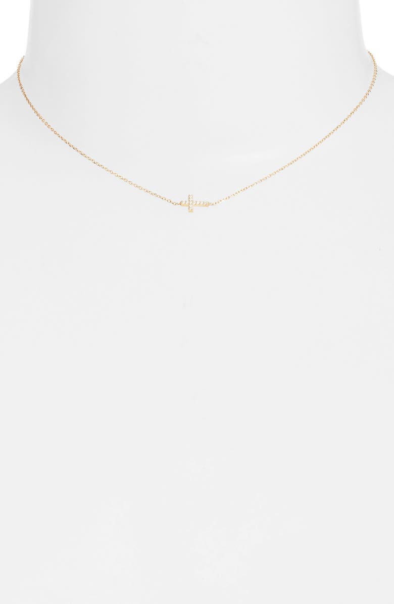 Anzie Love Letter Pavé Diamond Cross Pendant Necklace, Alternate, color, Gold / Diamond/ 16 In