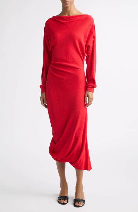 Sandra Bateau Neck Midi Dress