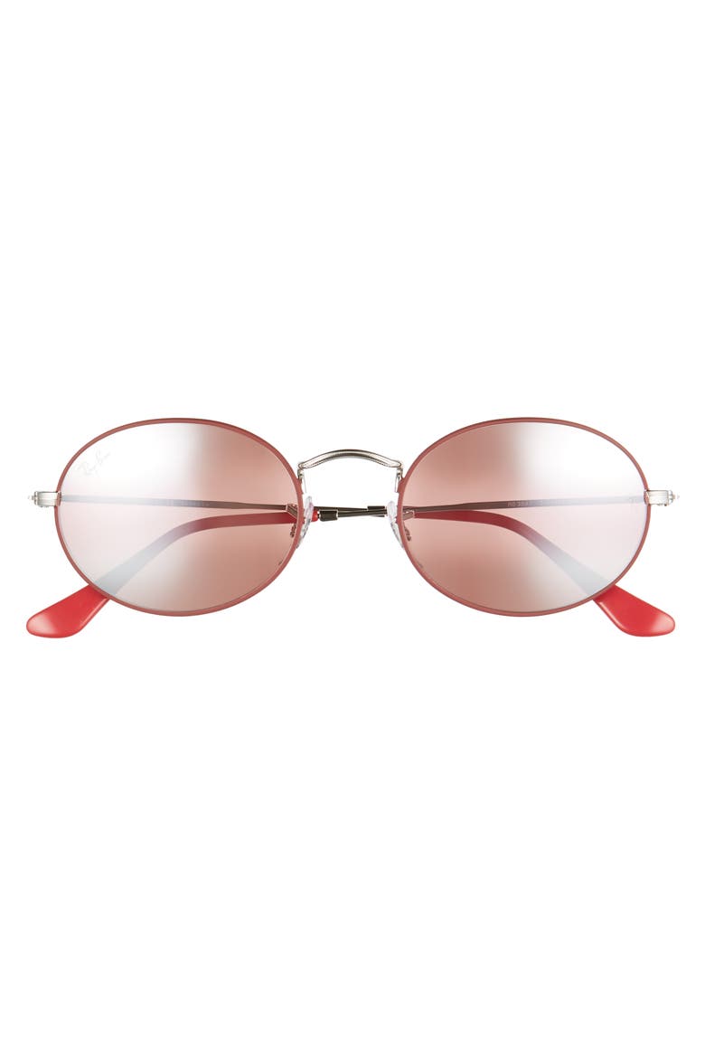 54mm Polarized Oval Sunglasses, Alternate, color, RED SILVER